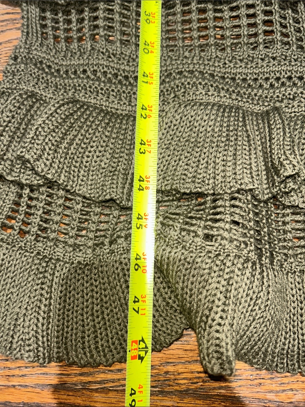 Olive Green Crochet Tiered Ruffle Maxi Dress - Picture 6 of 7